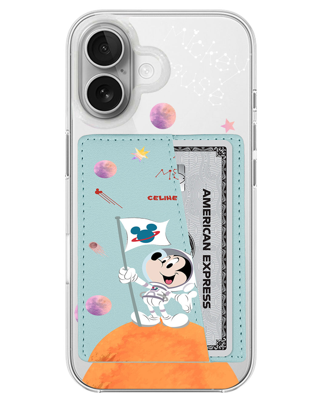 iPhone Leather Wallet Case - Mickey Space