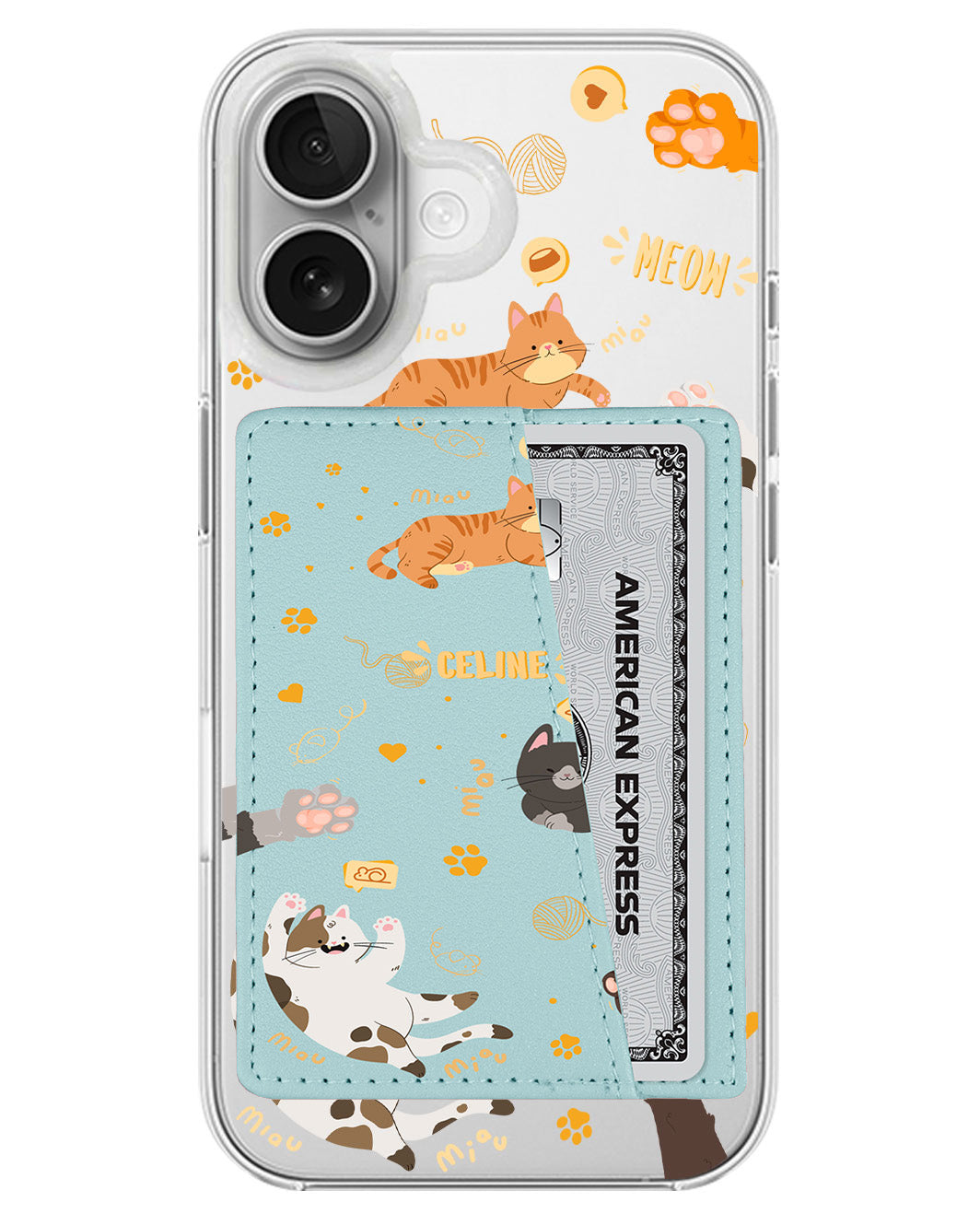 iPhone Leather Wallet Case - Miau Kitty