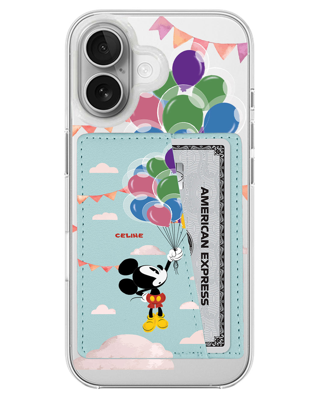 iPhone Leather Wallet Case - Mickey Balloon