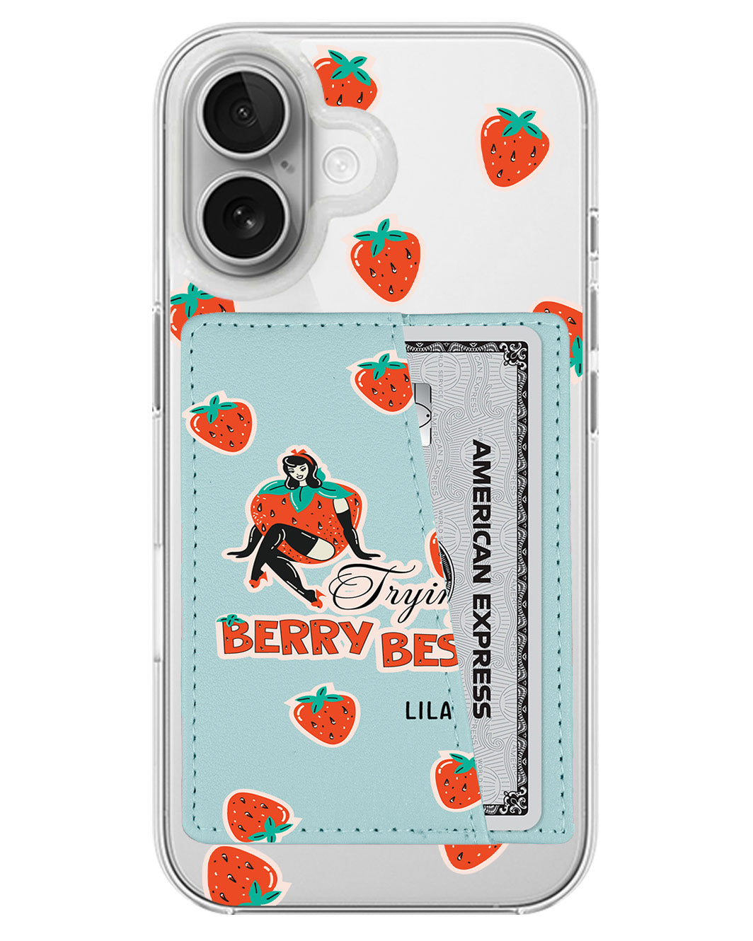 iPhone Leather Wallet Case - Trying My Berry Best