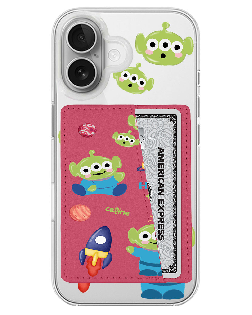 iPhone Leather Wallet Case - Little Green Men