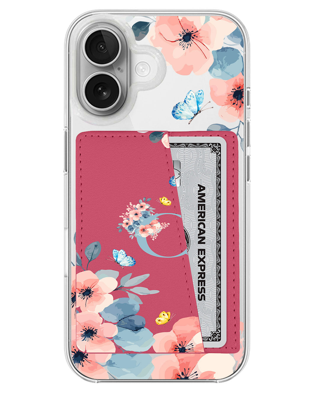 iPhone Leather Wallet Case - Flower Blue