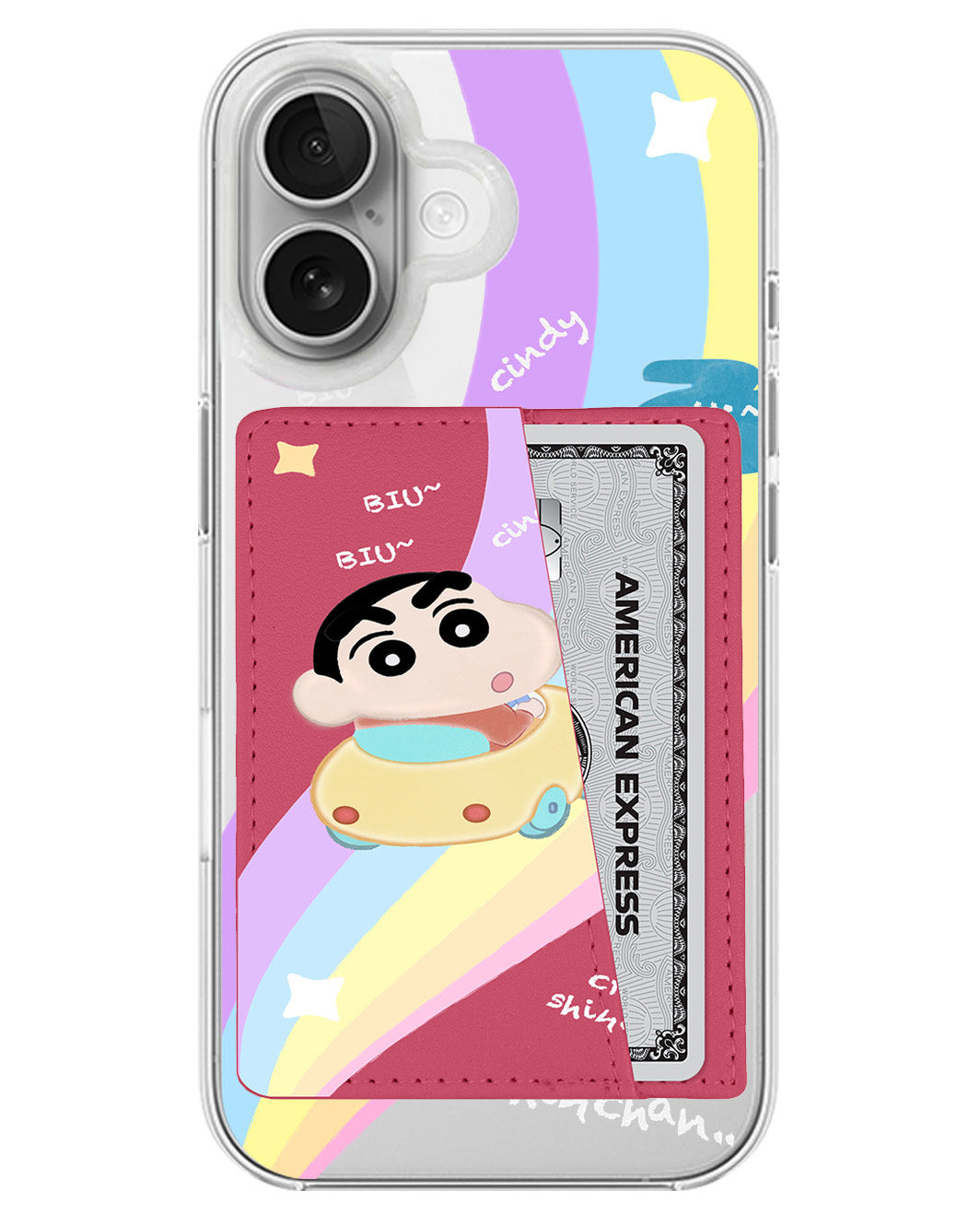 iPhone Leather Wallet Case - Biu Biu Shinchan