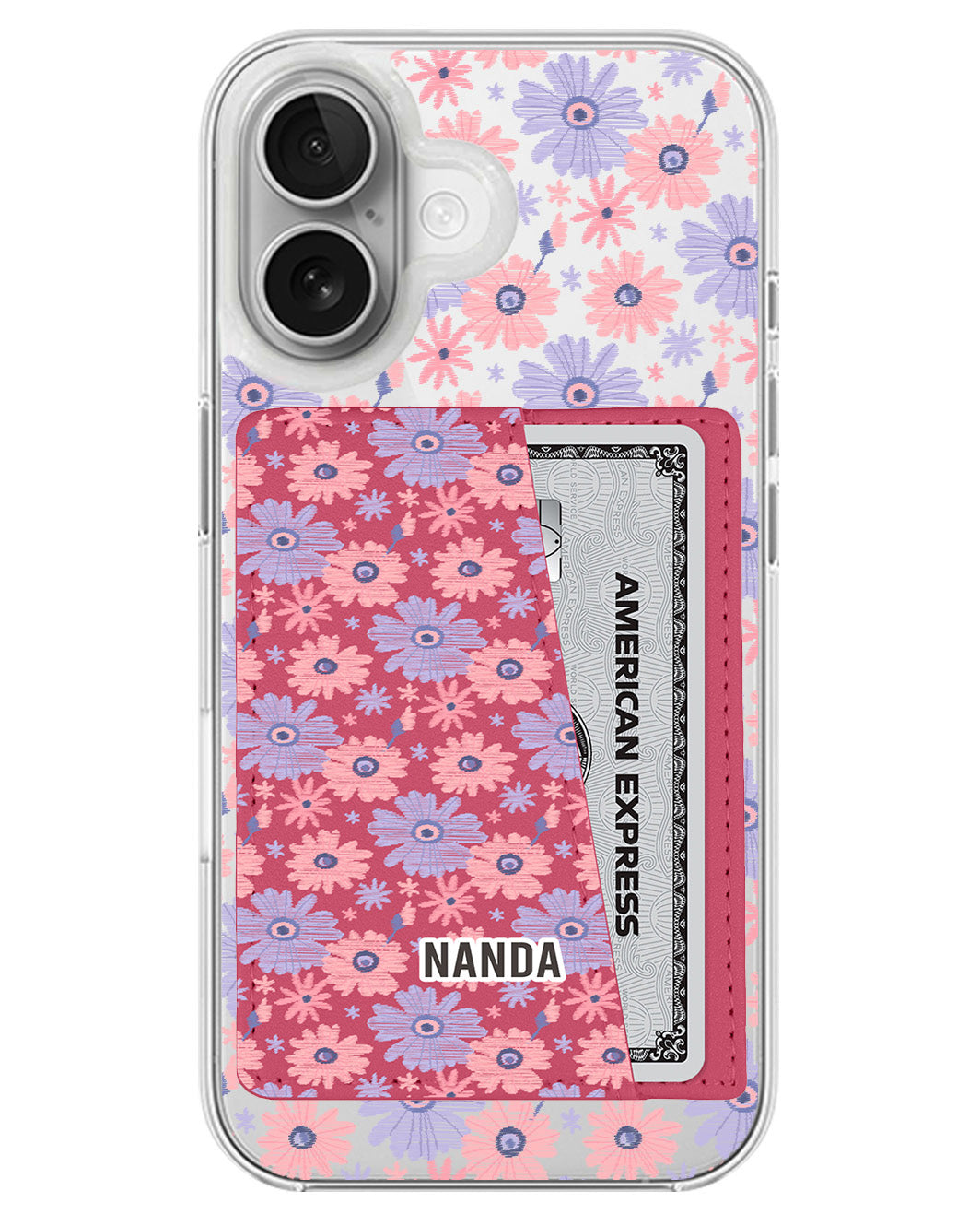 iPhone Leather Wallet Case - Lilac Meadow