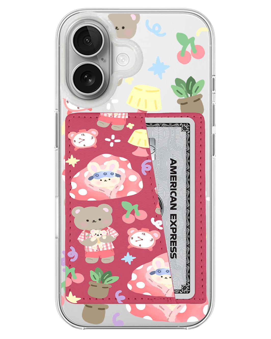 iPhone Leather Wallet Case - Pyjamas Teddy