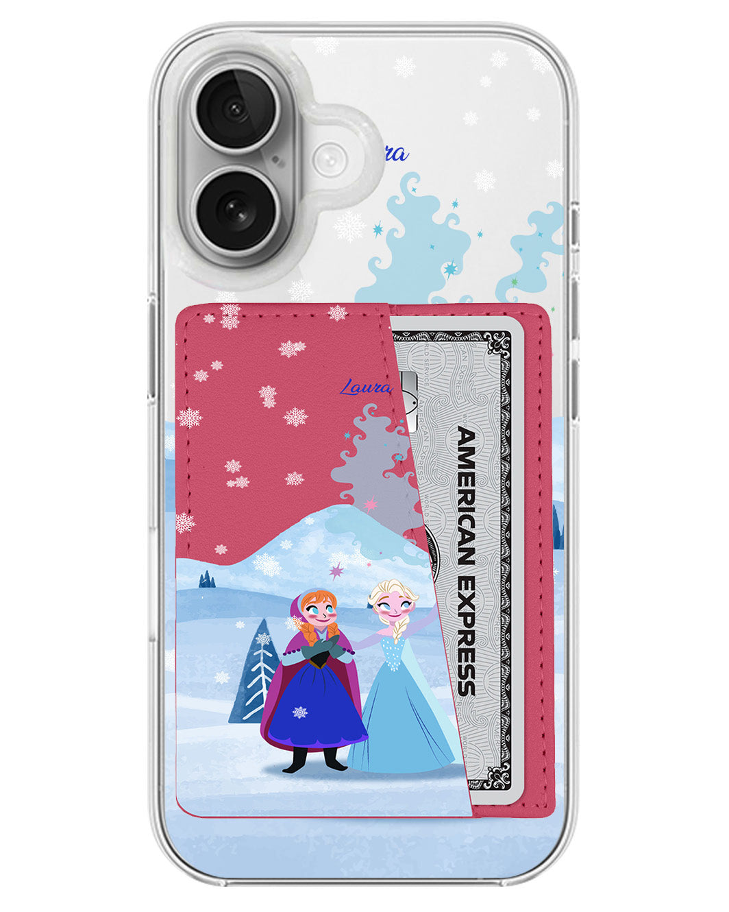 iPhone Leather Wallet Case - Elsa And Anna