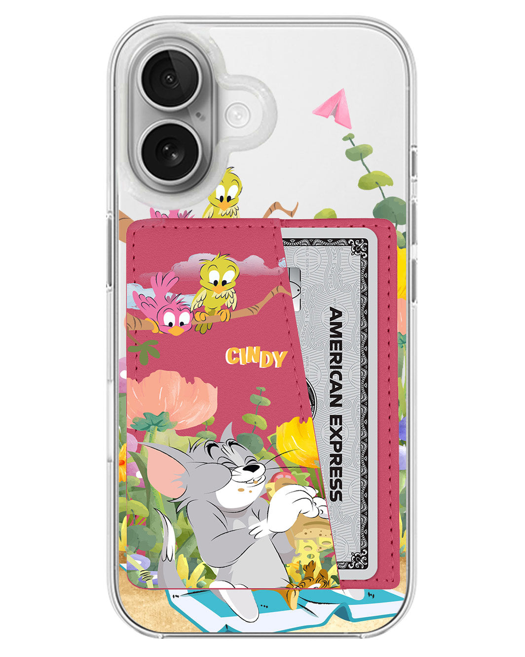 iPhone Leather Wallet Case - Tom And Jerry Picnic
