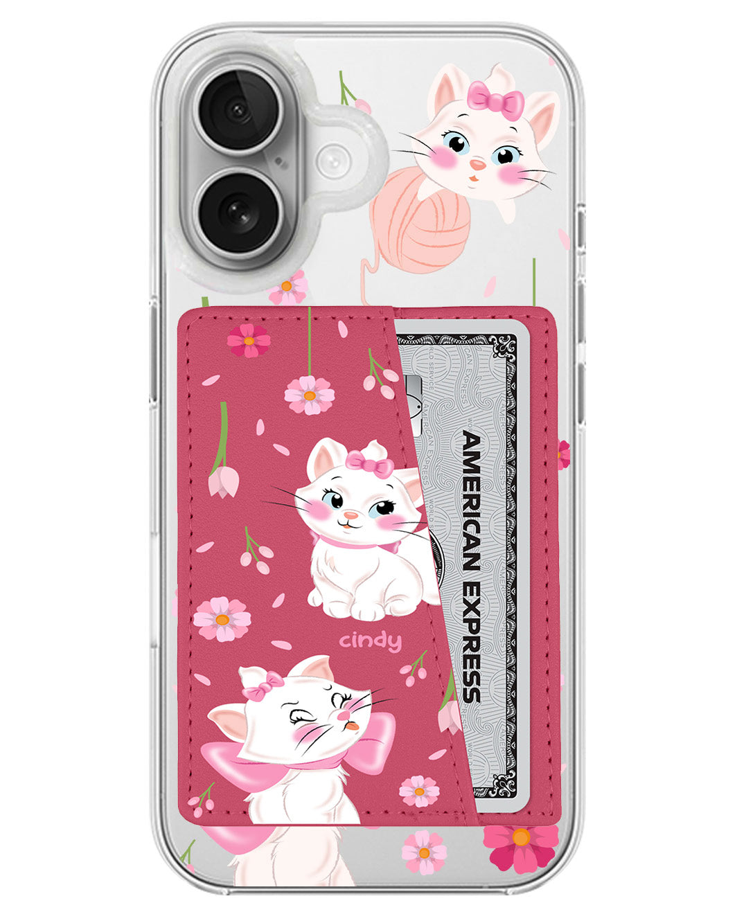 iPhone Leather Wallet Case - Marrie Cat Flower