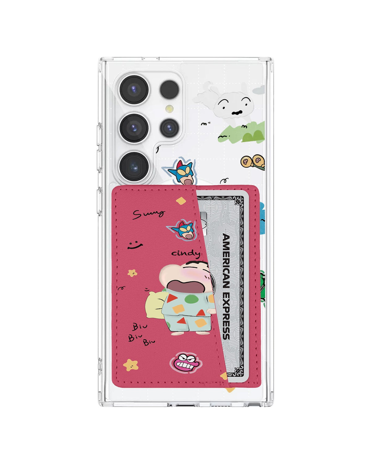 Android Leather Wallet Case - Sleepy Shinchan