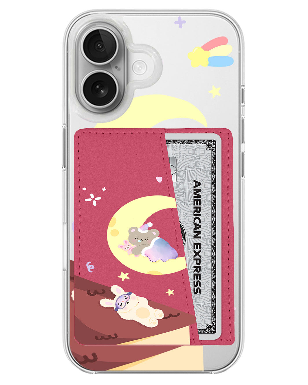 iPhone Leather Wallet Case - Moon Teddy