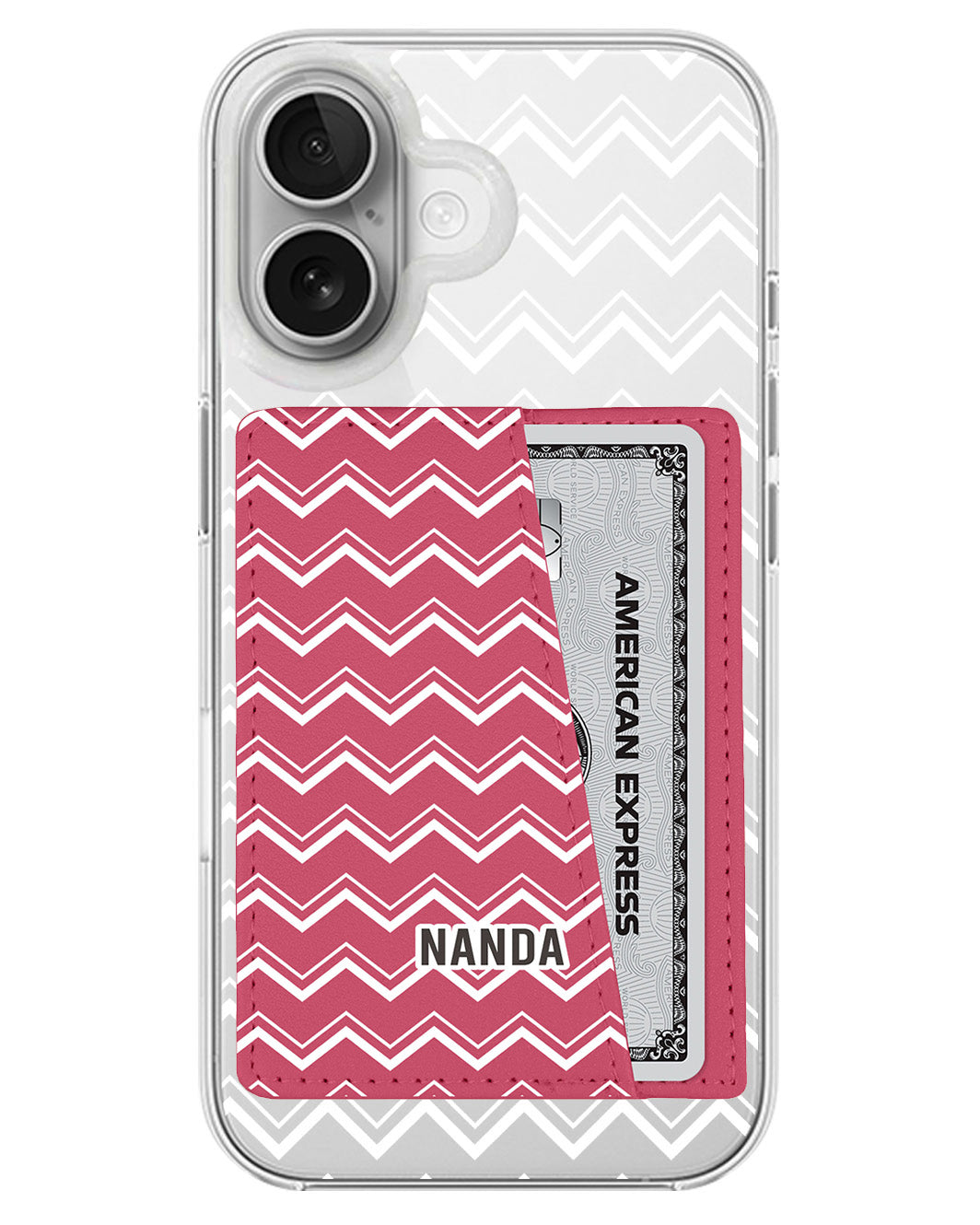 iPhone Leather Wallet Case - Lavender Zigzag
