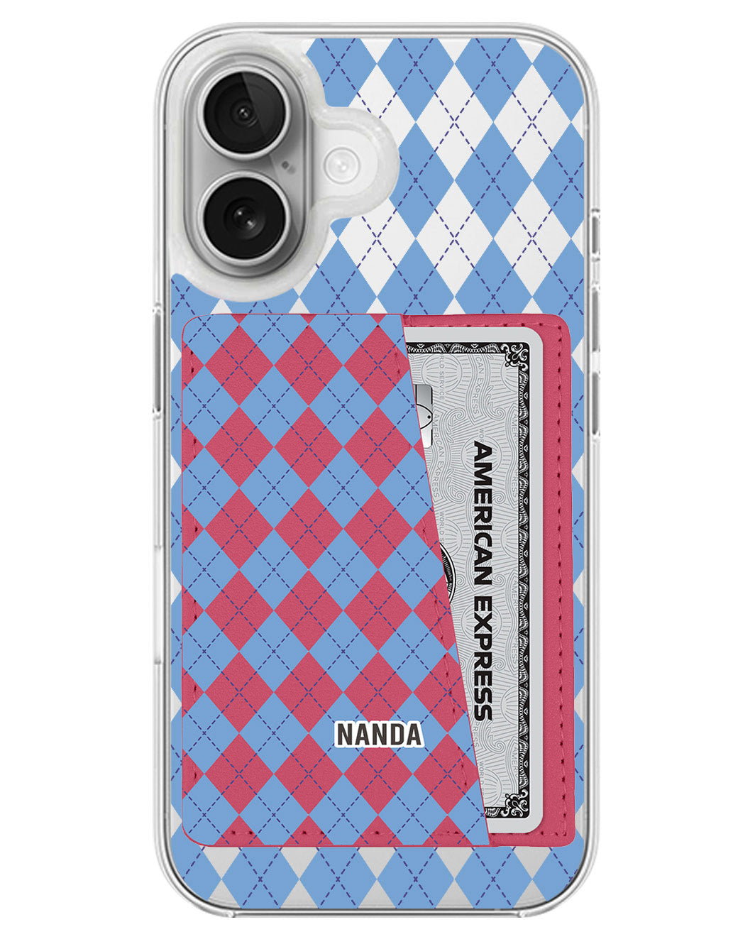 iPhone Leather Wallet Case - Winter Argyle