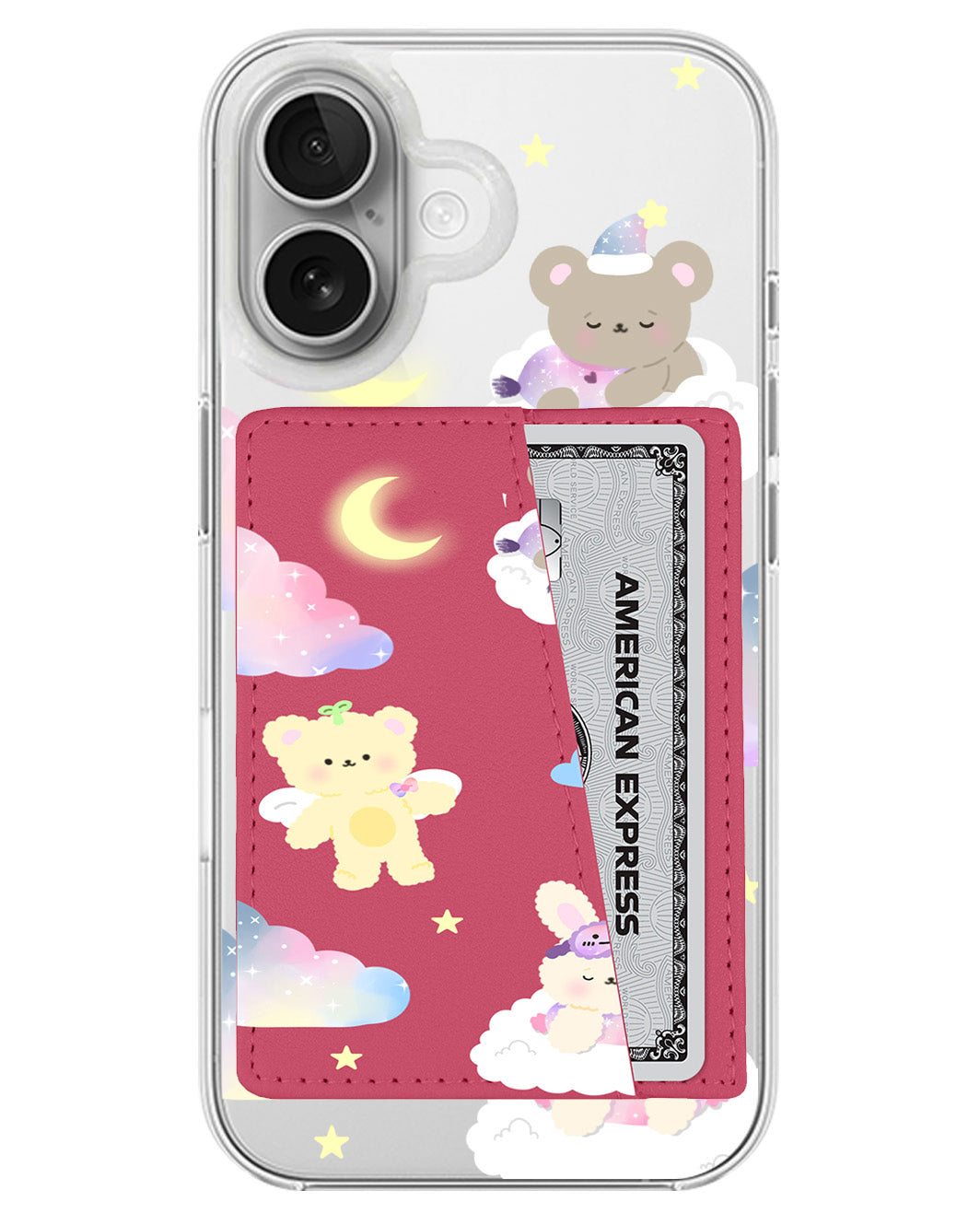 iPhone Leather Wallet Case - Sleeping Teddy