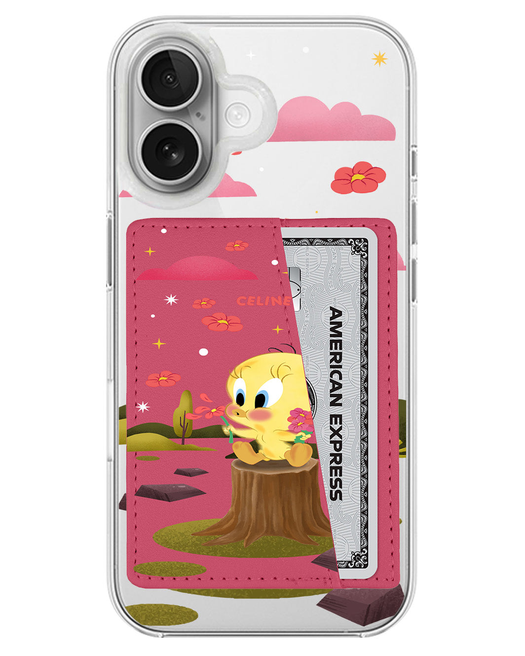 iPhone Leather Wallet Case - Tweety Flower