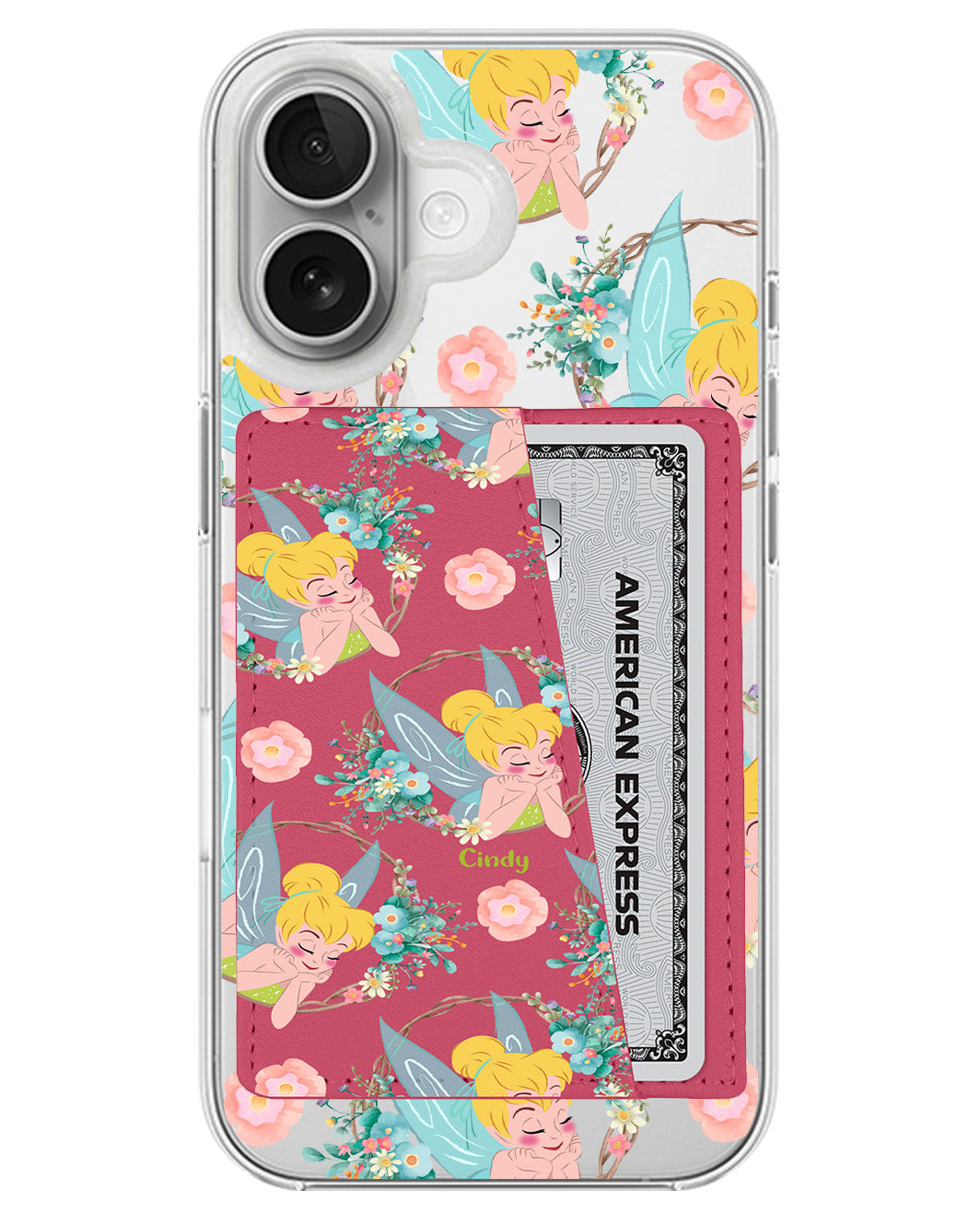iPhone Leather Wallet Case - Tinkerbell Pattern