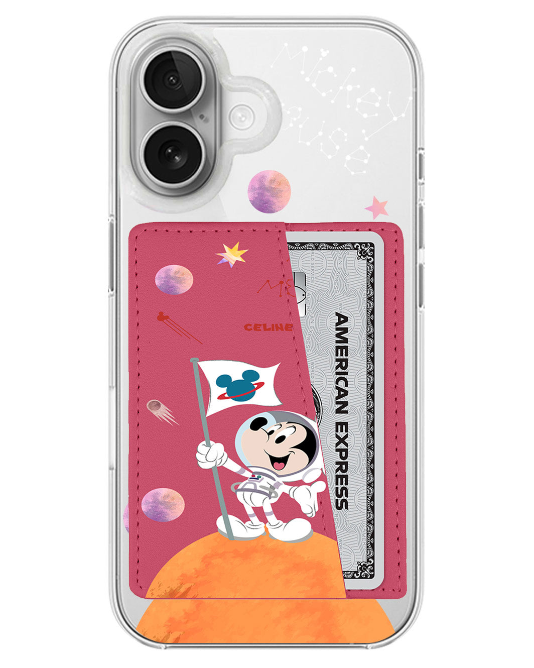 iPhone Leather Wallet Case - Mickey Space