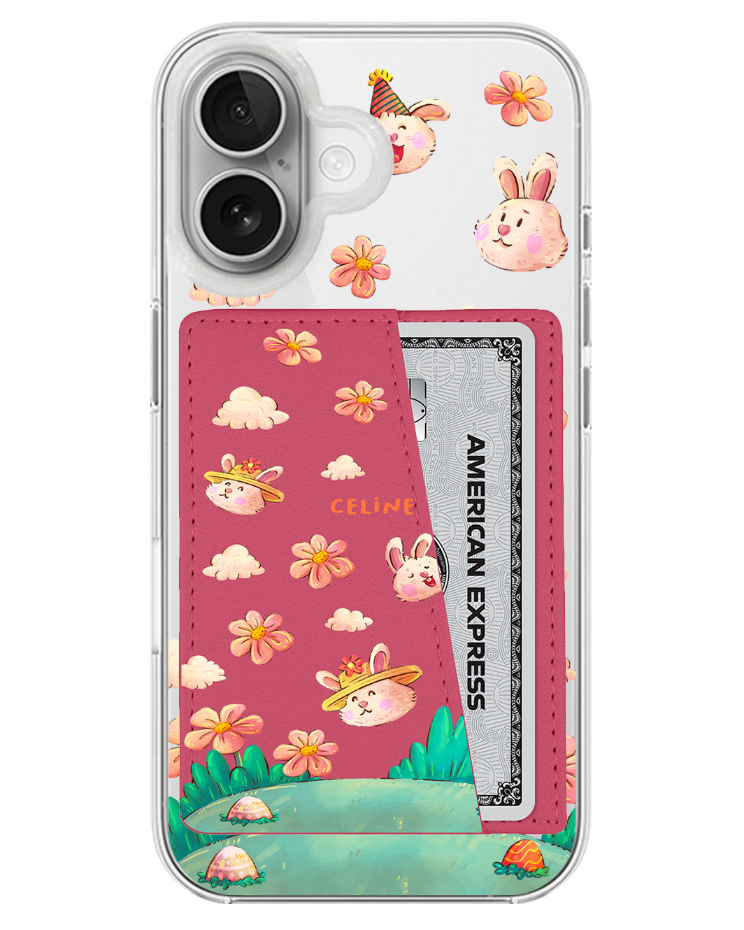 iPhone Leather Wallet Case - Gardening Bunny