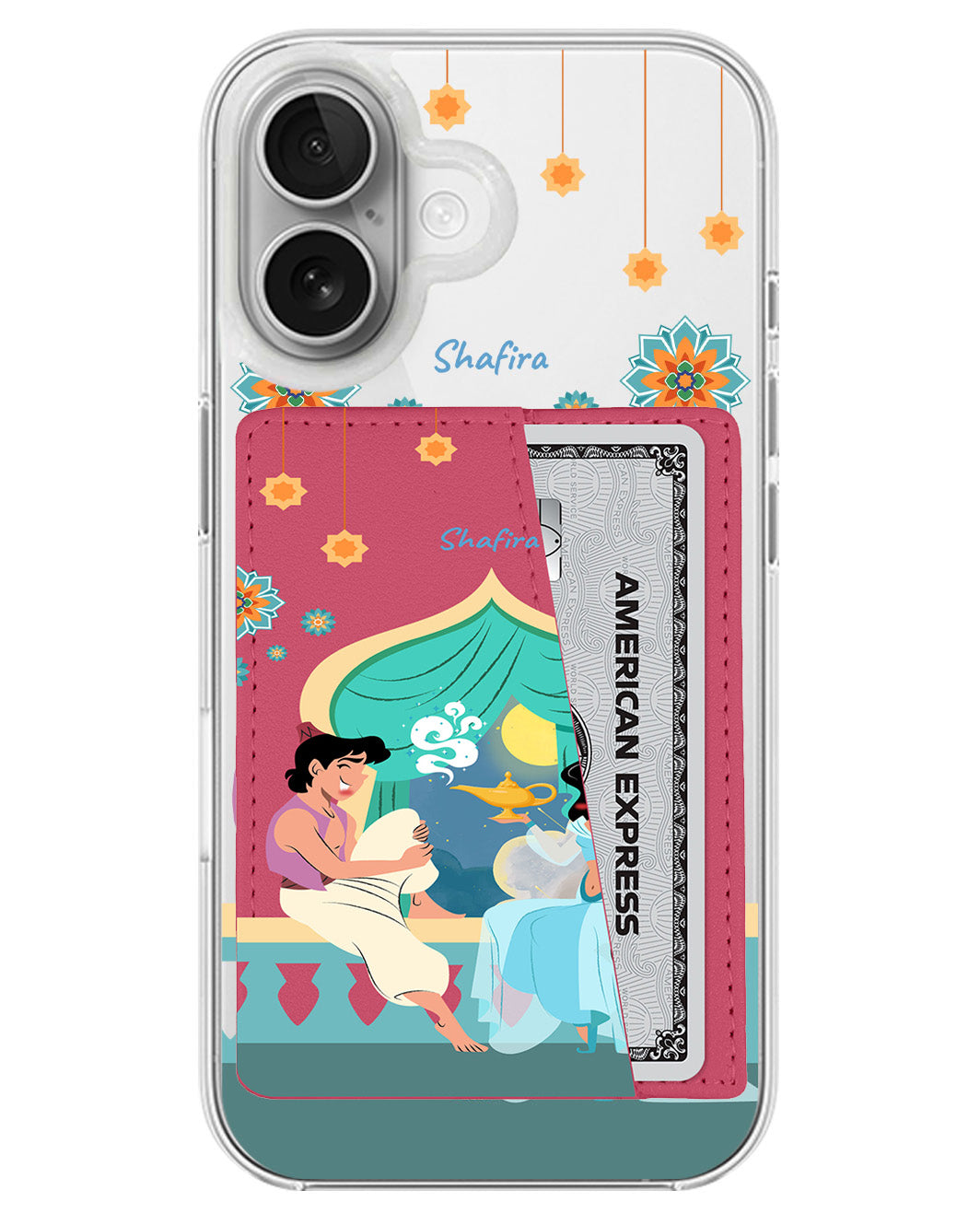 iPhone Leather Wallet Case - Aladdin With Jasmin