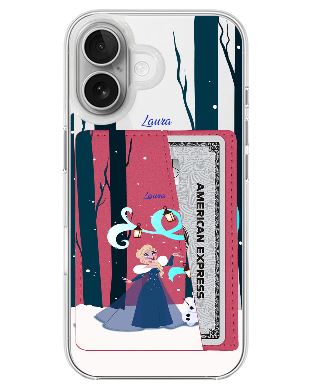 iPhone Leather Wallet Case - Elsa Olaf