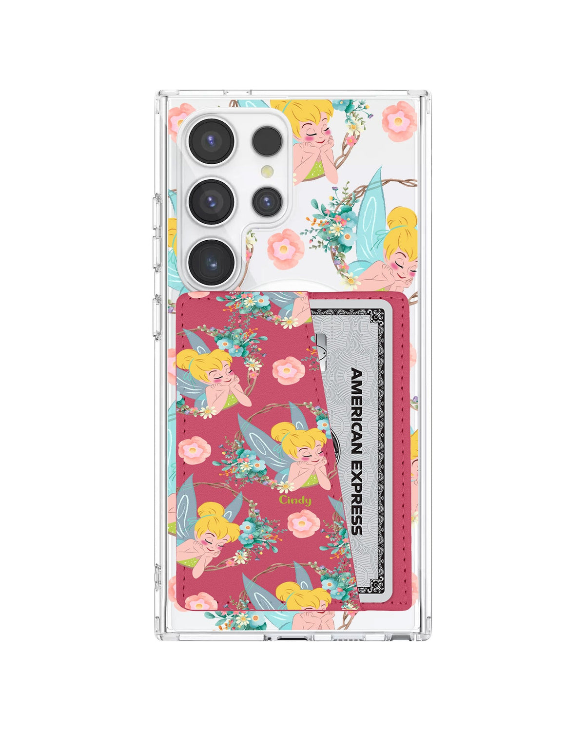 Android Leather Wallet Case - Tinkerbell Pattern