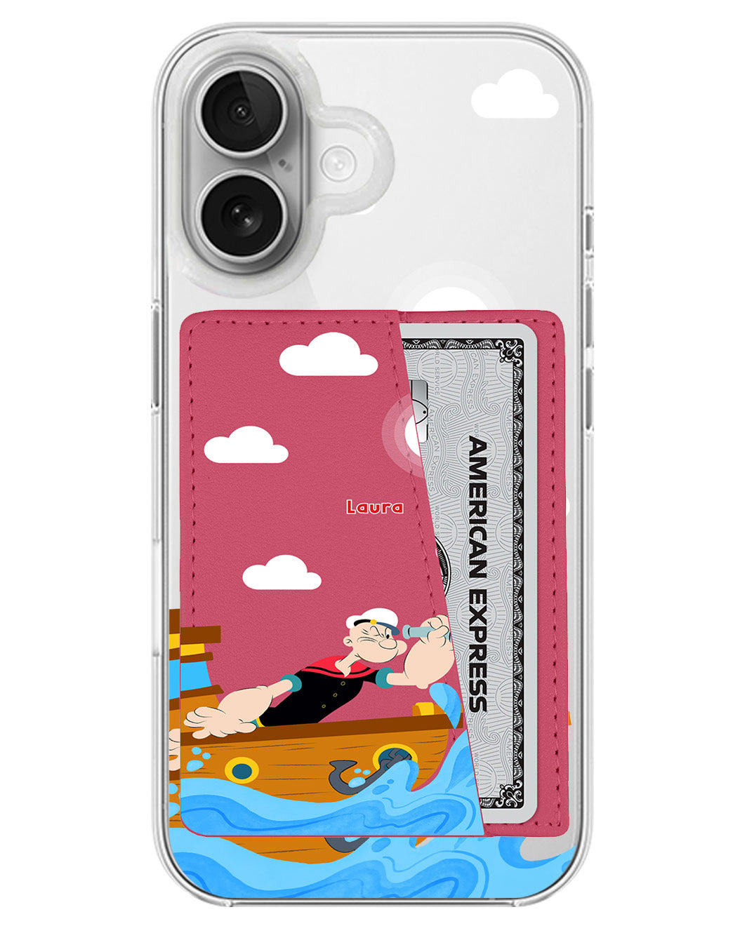 iPhone Leather Wallet Case - Popeye In The Sea