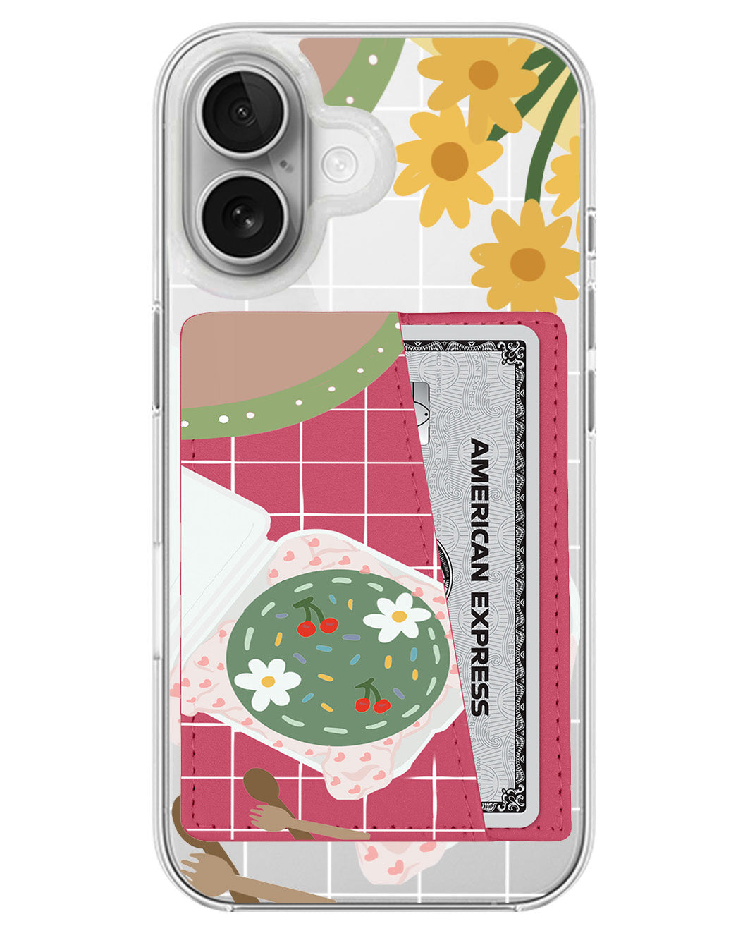 iPhone Leather Wallet Case - Cherry Bento