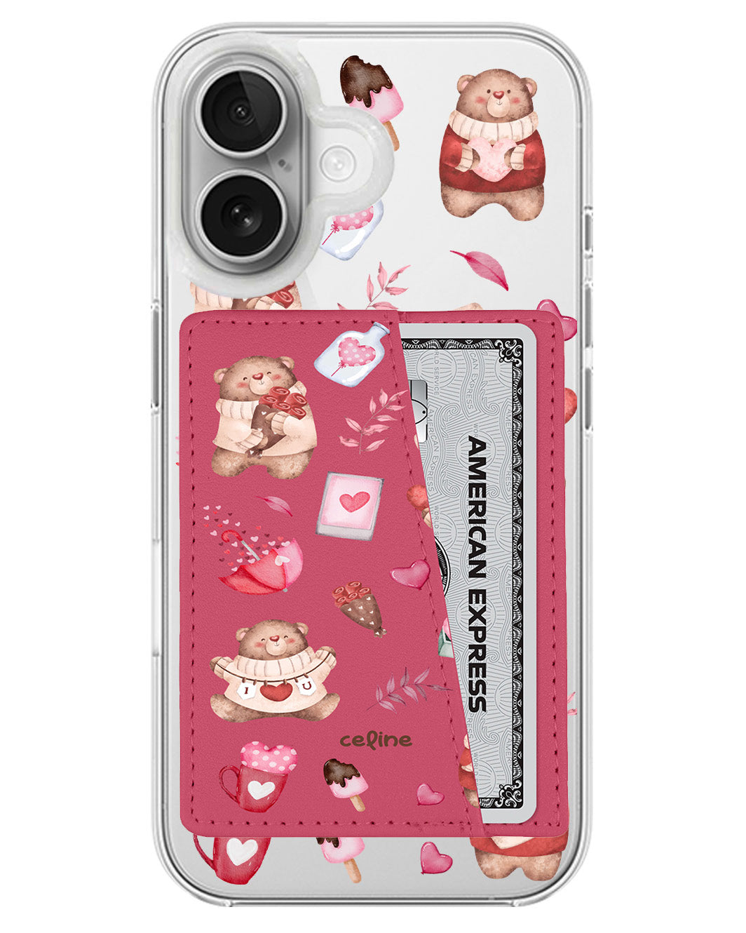 iPhone Leather Wallet Case - Valentine With My Bear