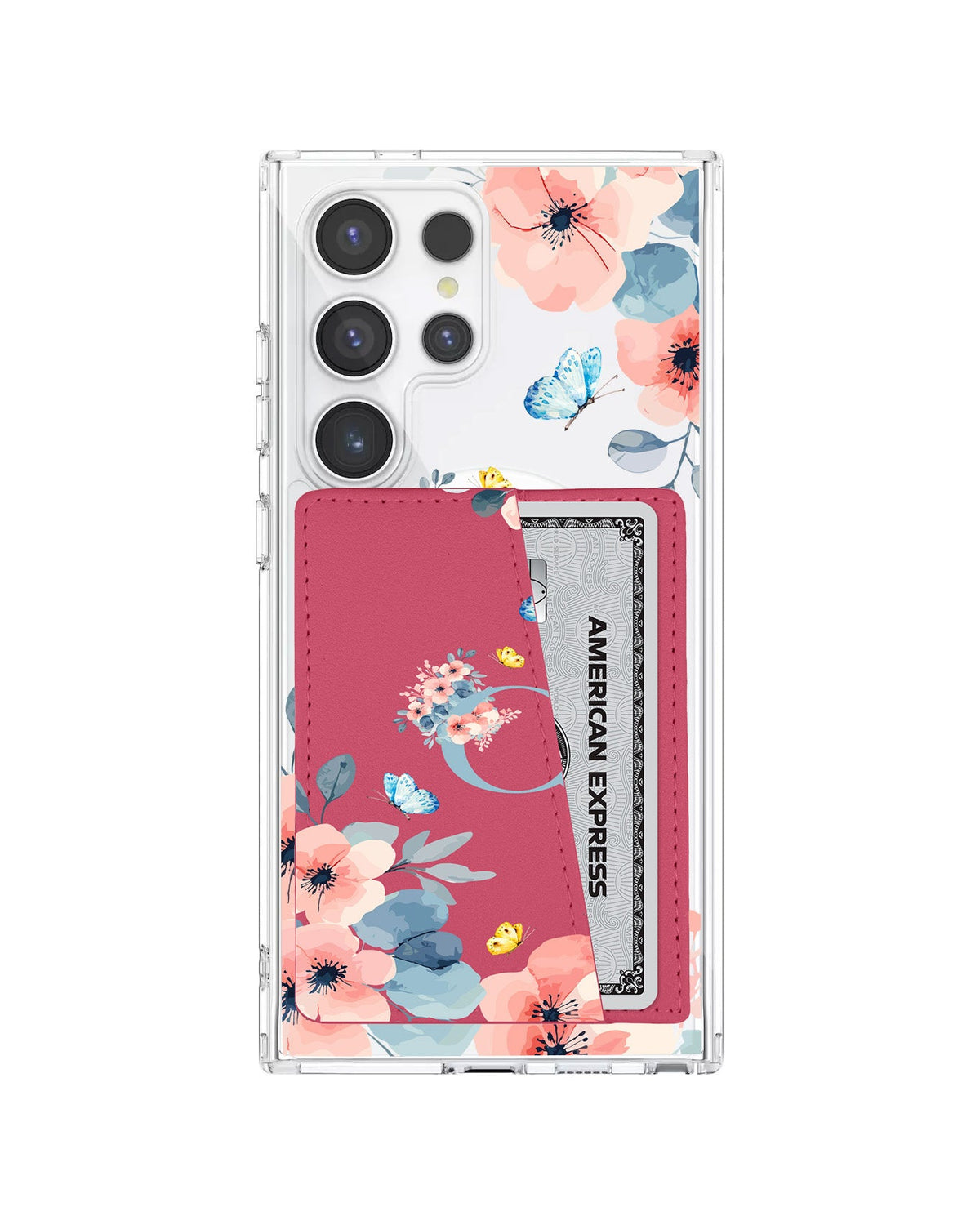 Android Leather Wallet Case - Flower Blue