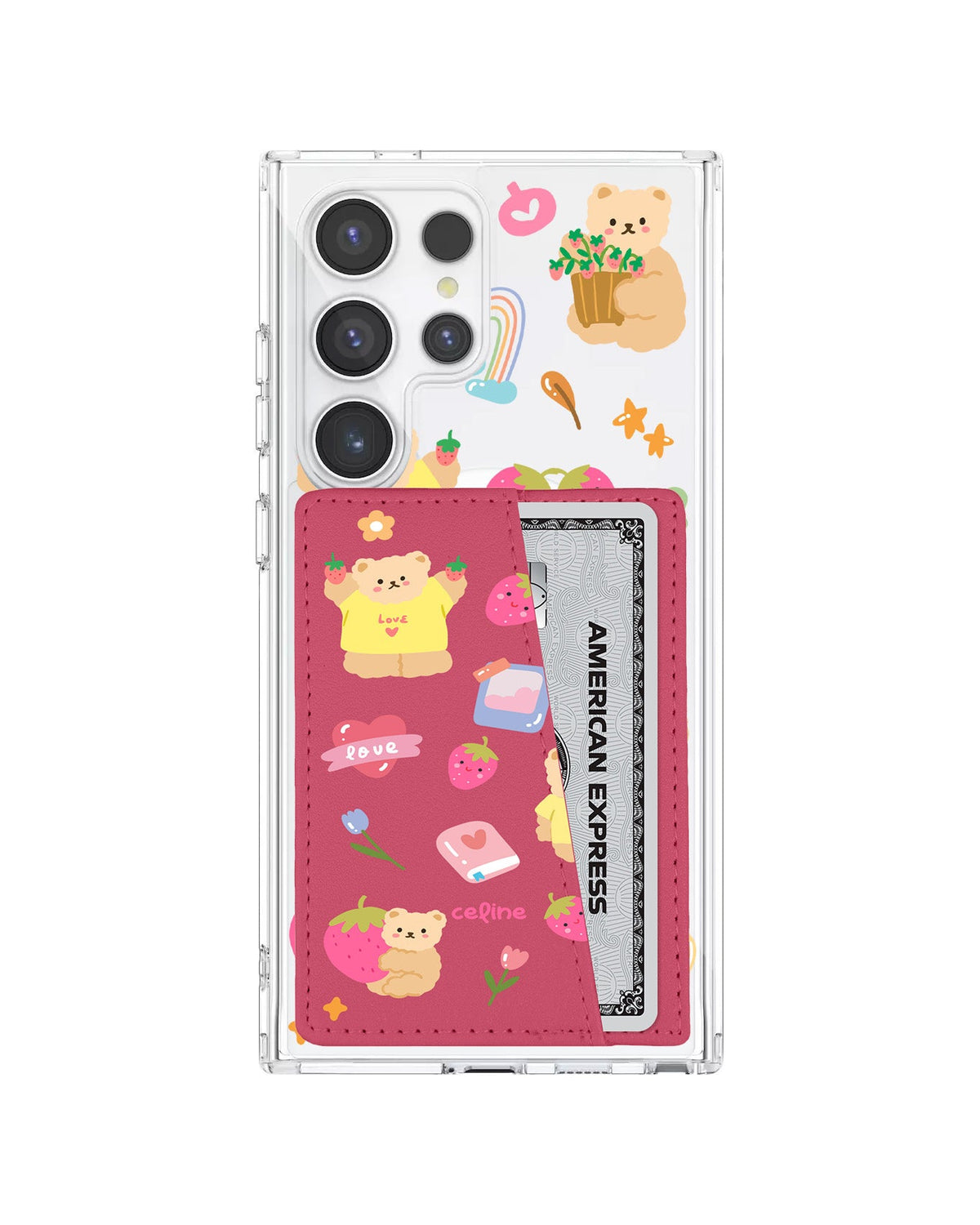 Android Leather Wallet Case - Love Berry