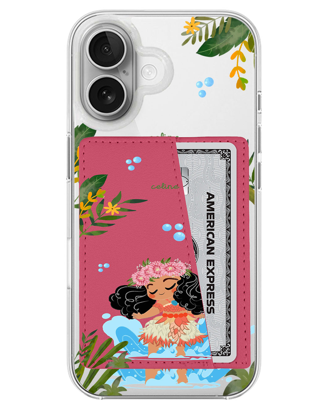 iPhone Leather Wallet Case - Moana Dance