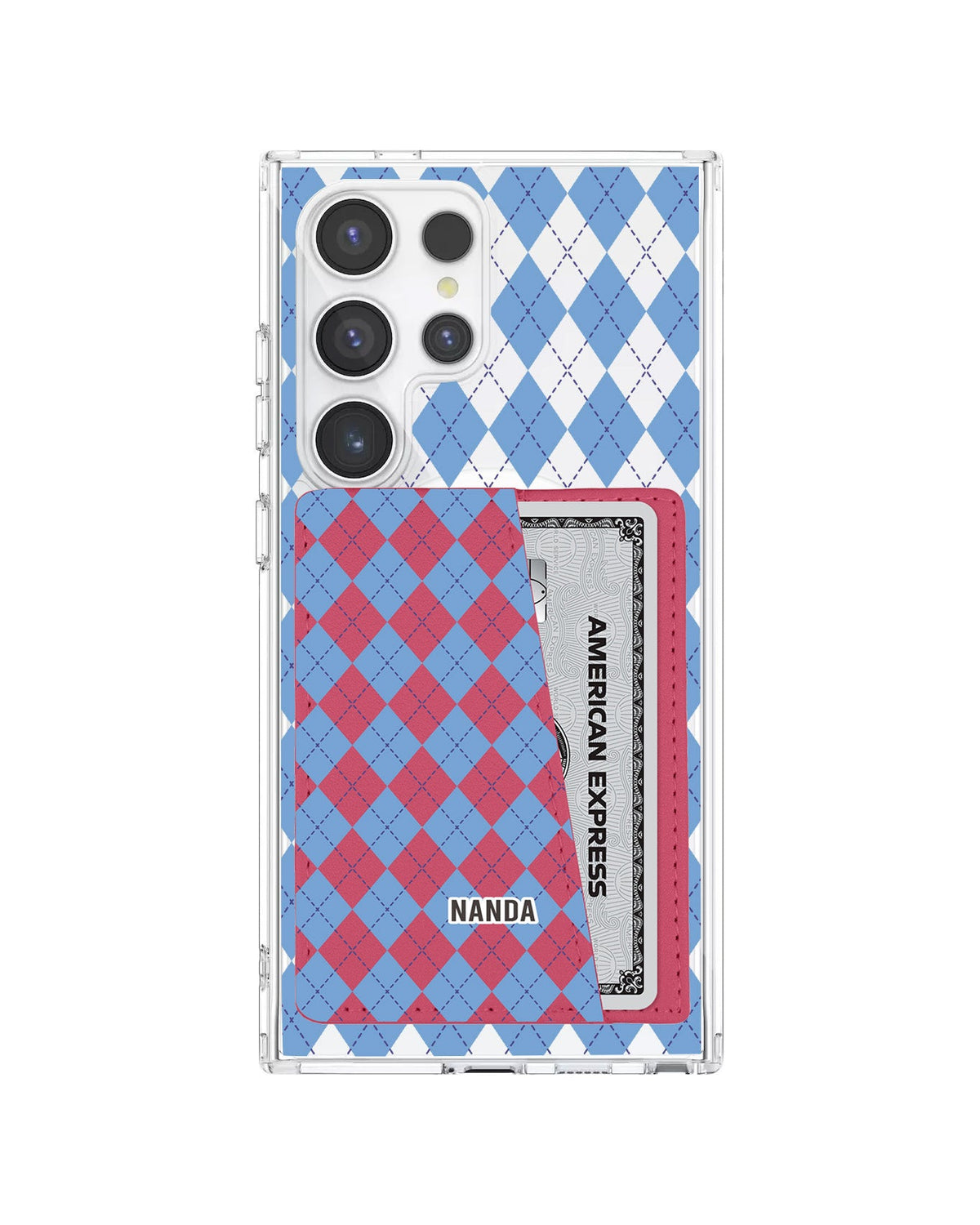 Android Leather Wallet Case - Winter Argyle