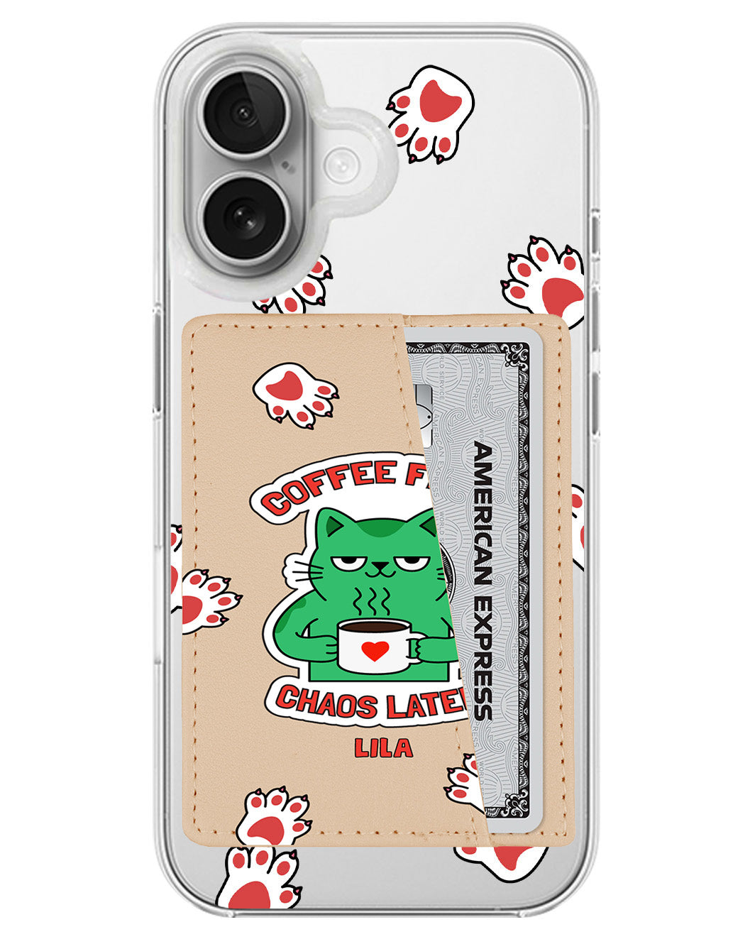 iPhone Leather Wallet Case - Coffee Before Chaos