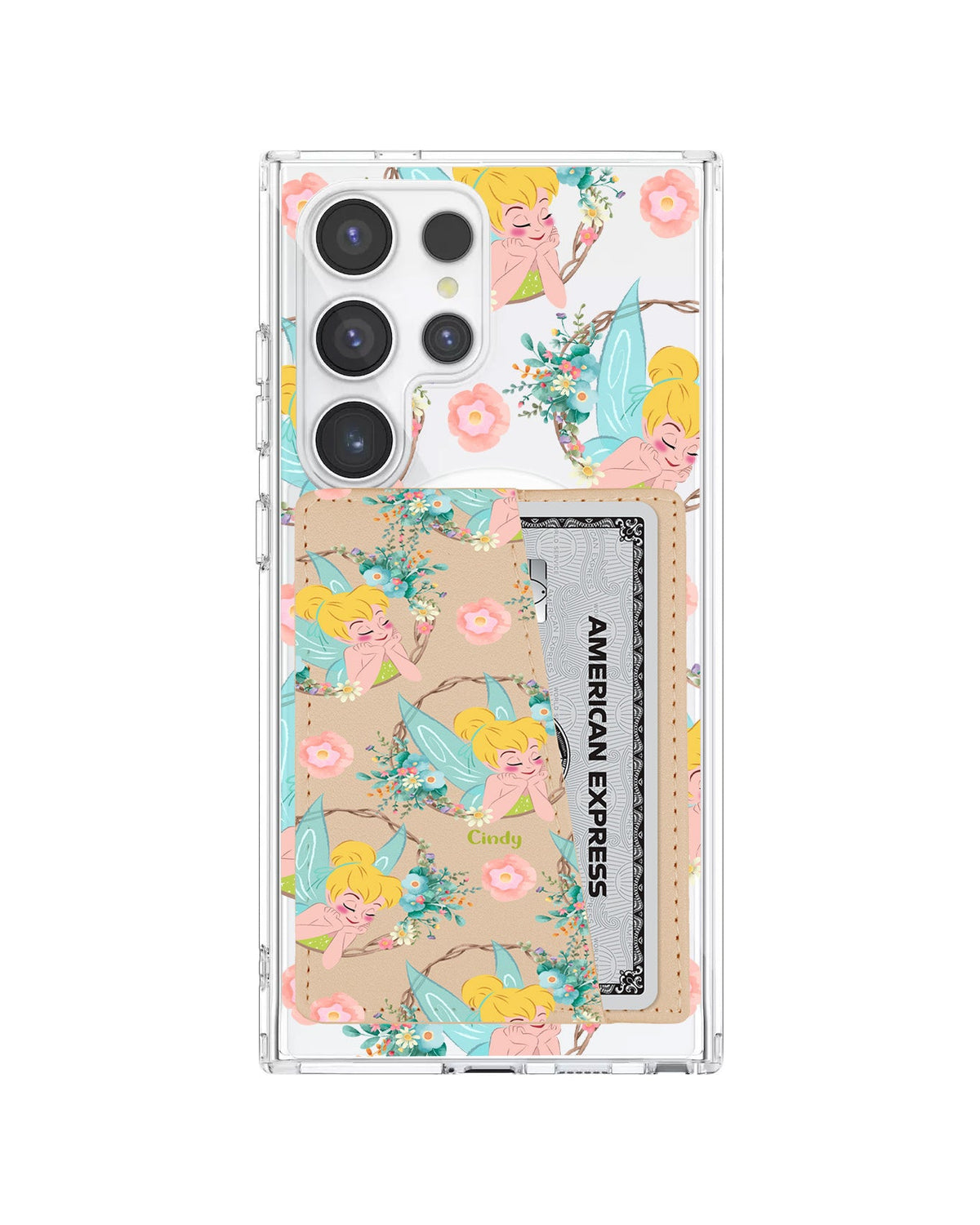 Android Leather Wallet Case - Tinkerbell Pattern