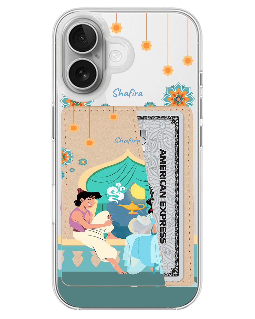 iPhone Leather Wallet Case - Aladdin With Jasmin