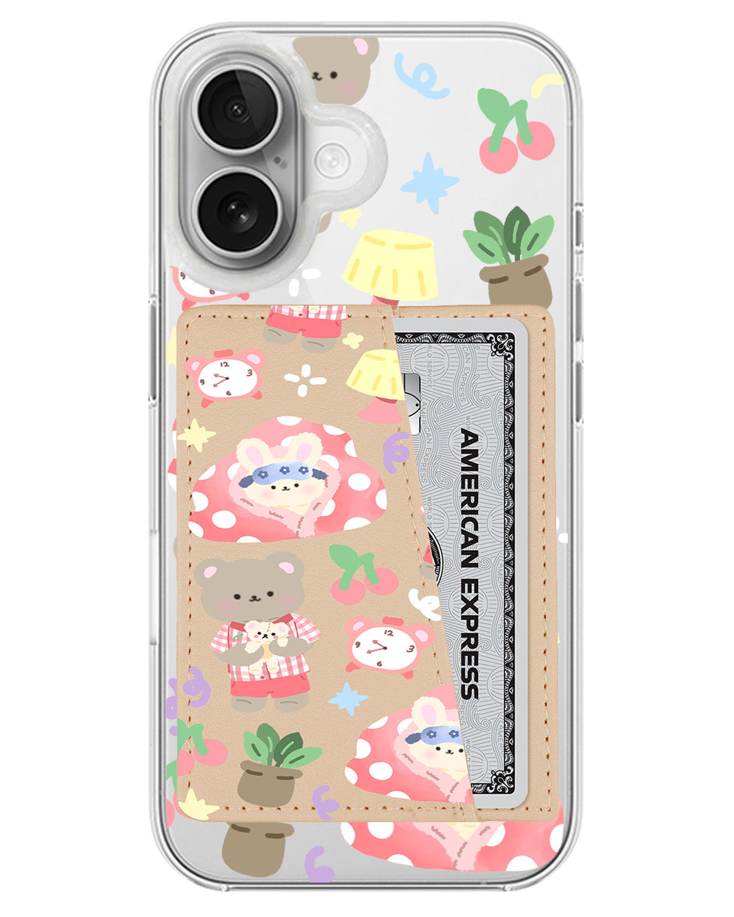 iPhone Leather Wallet Case - Pyjamas Teddy
