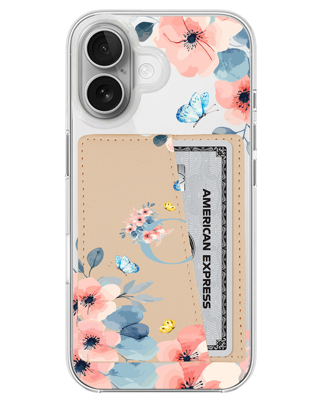 iPhone Leather Wallet Case - Flower Blue