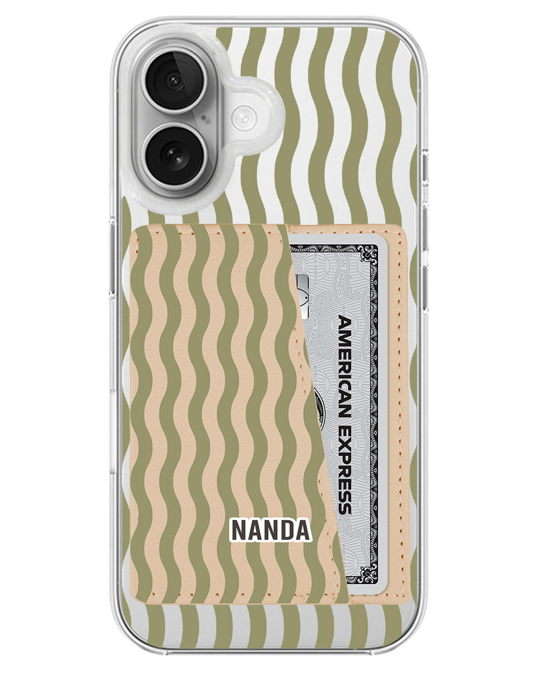 iPhone Leather Wallet Case - Green Ripple