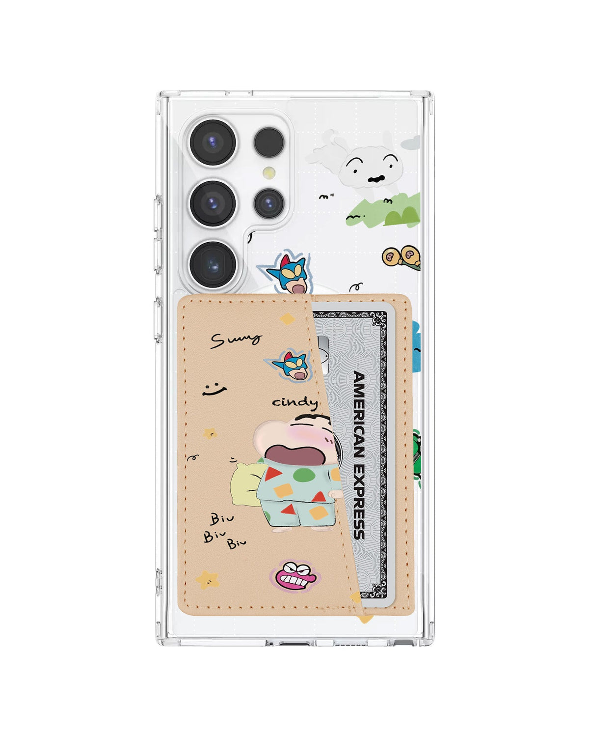 Android Leather Wallet Case - Sleepy Shinchan