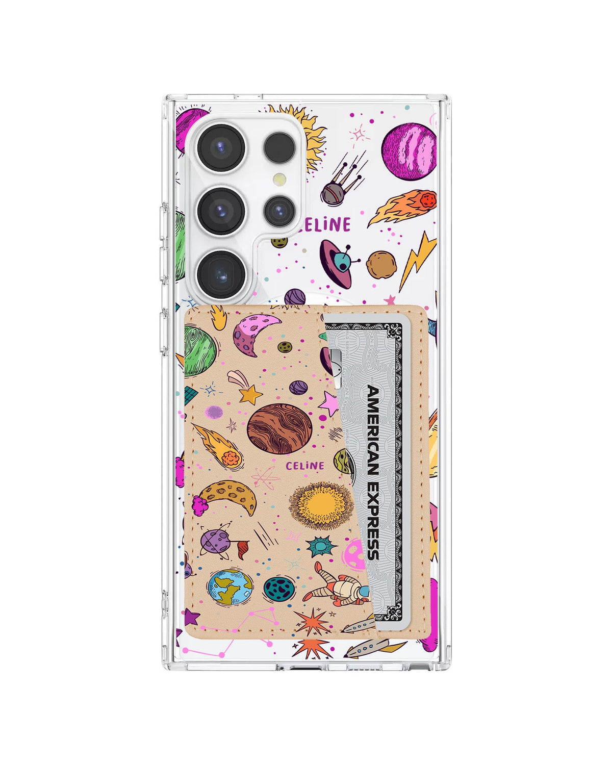 Android Leather Wallet Case - Retro Space