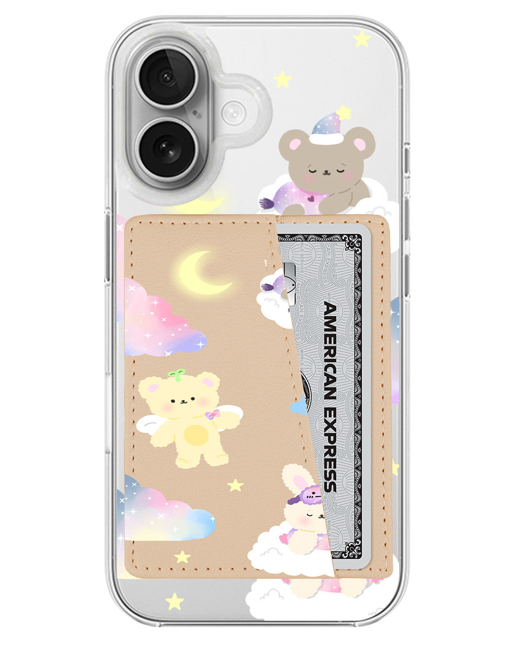 iPhone Leather Wallet Case - Sleeping Teddy