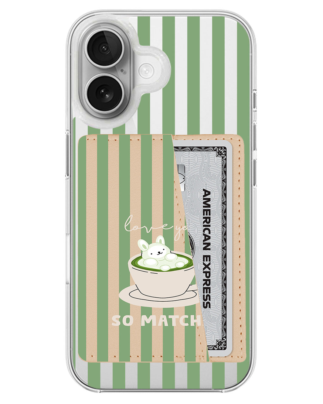 iPhone Leather Wallet Case - Matcha Love