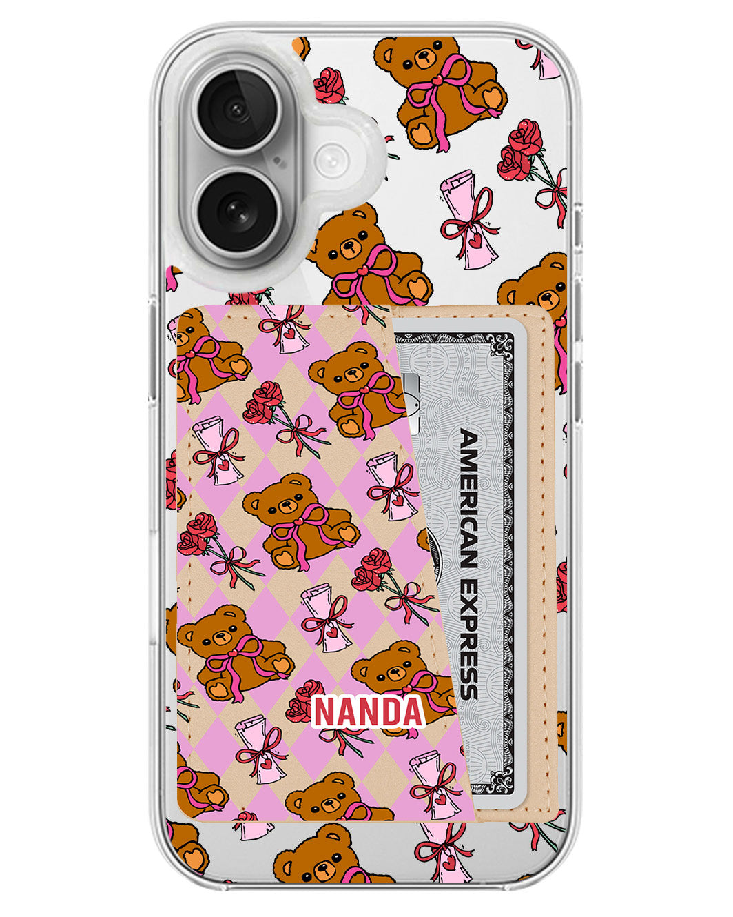 iPhone Leather Wallet Case - Sweet Teddy