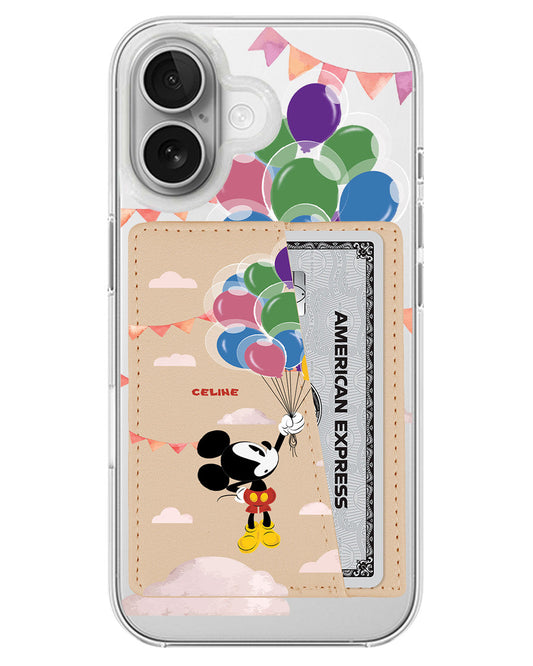 iPhone Leather Wallet Case - Mickey Balloon
