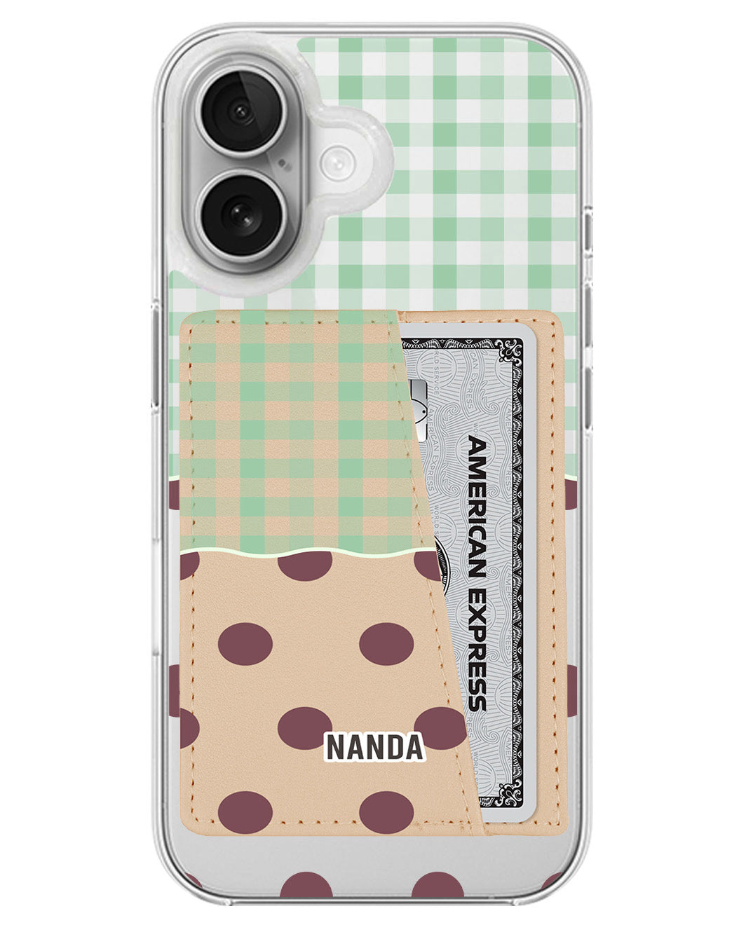 iPhone Leather Wallet Case - Mint Picnic Day