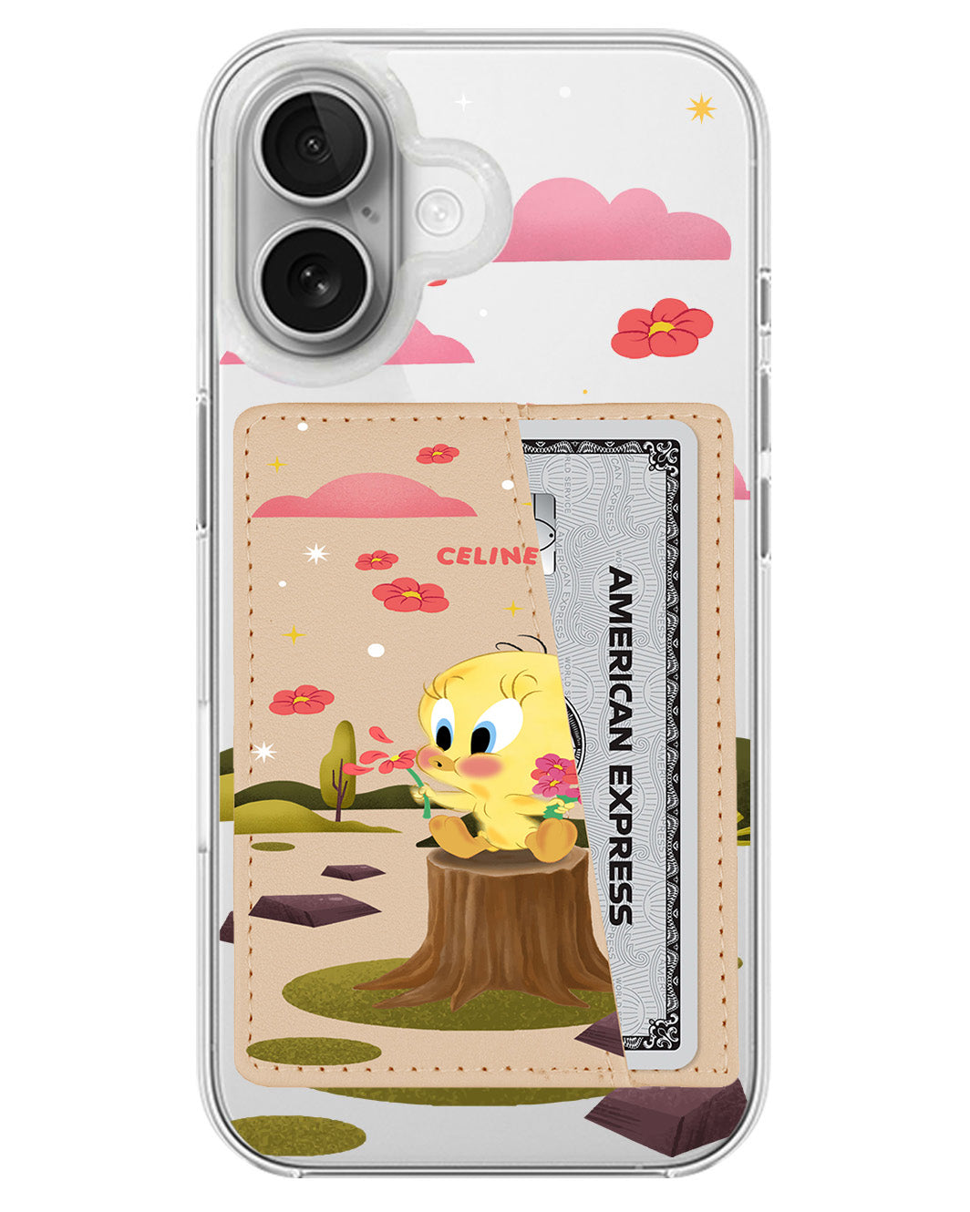iPhone Leather Wallet Case - Tweety Flower