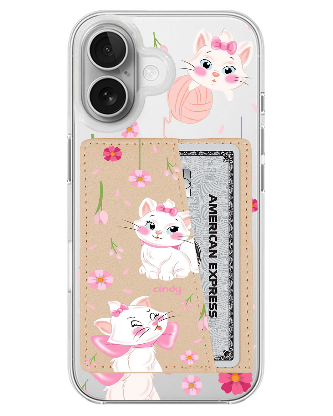 iPhone Leather Wallet Case - Marrie Cat Flower