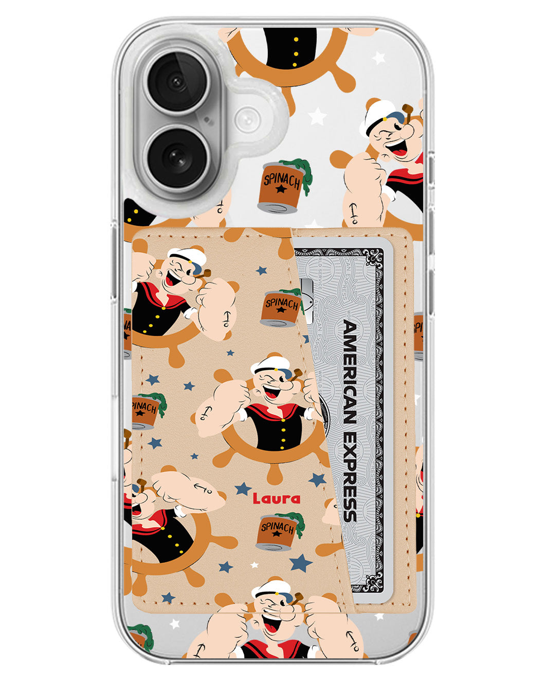 iPhone Leather Wallet Case - Popeye Pattern