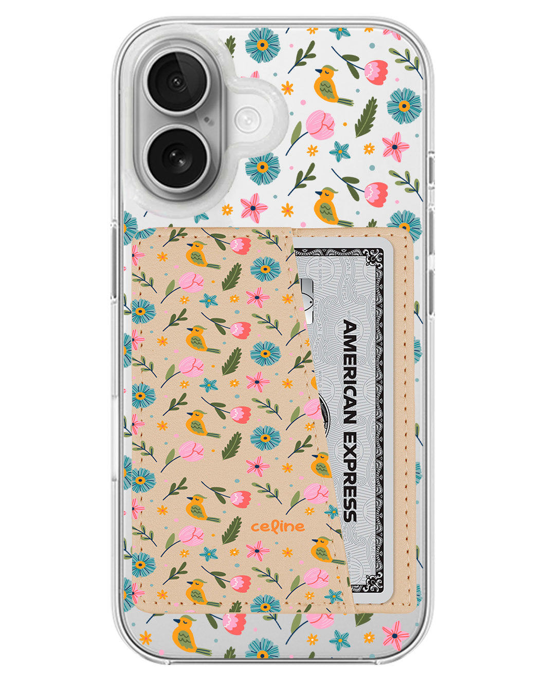 iPhone Leather Wallet Case - Flower Bird