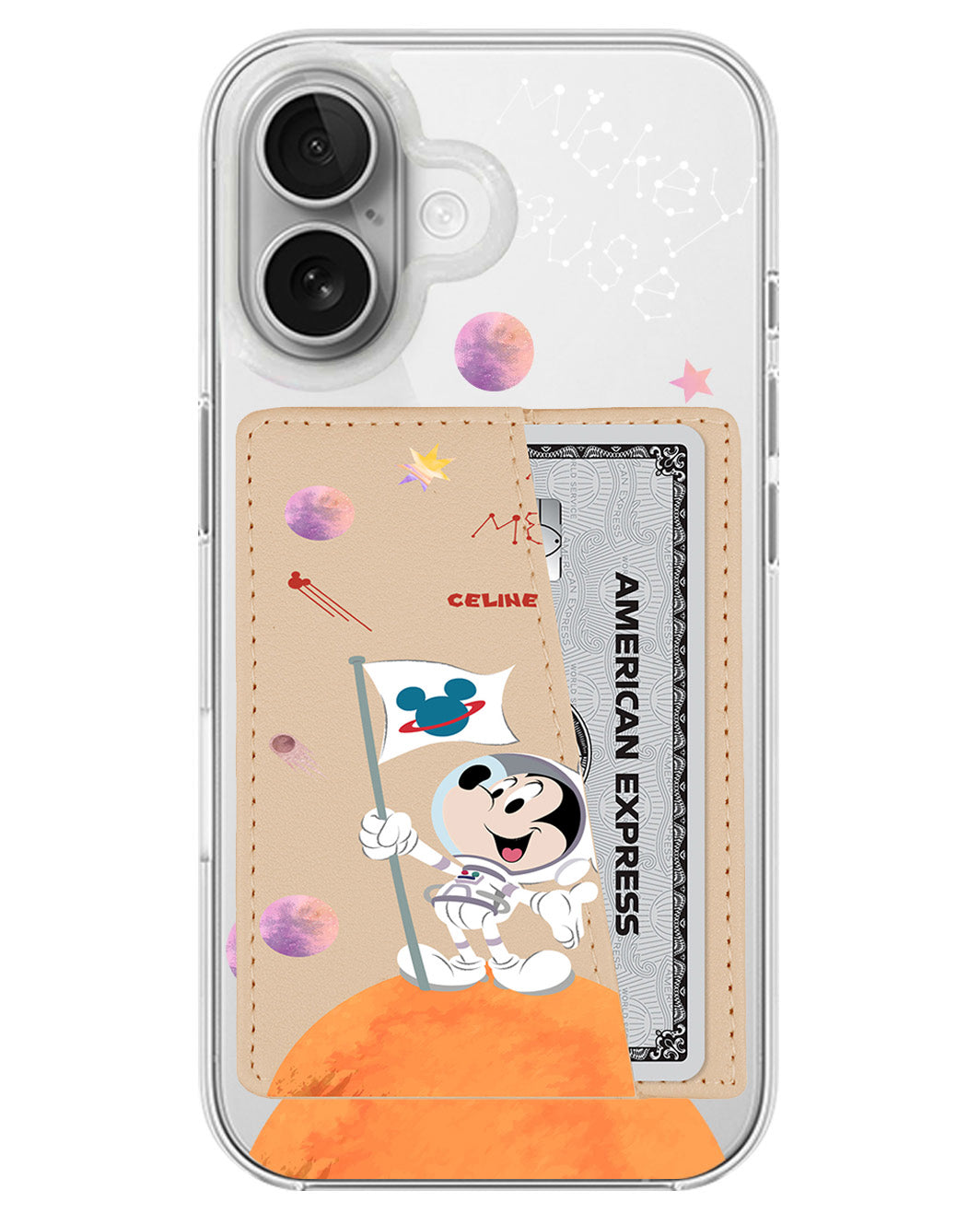 iPhone Leather Wallet Case - Mickey Space
