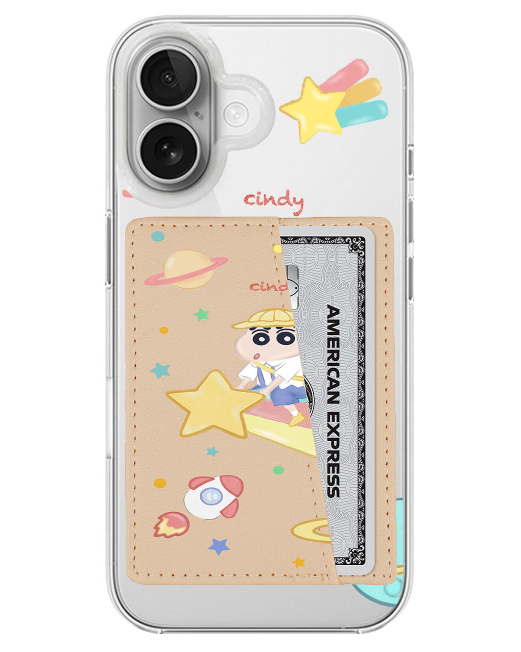 iPhone Leather Wallet Case - Shinchan Sky